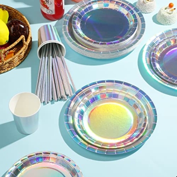 Iridescent Party Supplies Set for 25 Guests - Disposable