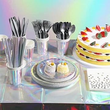 Iridescent Party Supplies Set for 25 Guests - Disposable