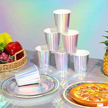 Iridescent Party Supplies Set for 25 Guests - Disposable