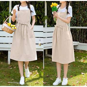 Cute Retro Cotton Linen X-Back Apron for Home & Garden
