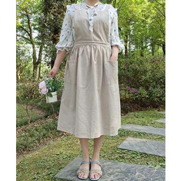 Cute Retro Cotton Linen X-Back Apron for Home & Garden
