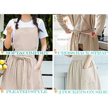 Cute Retro Cotton Linen X-Back Apron for Home & Garden