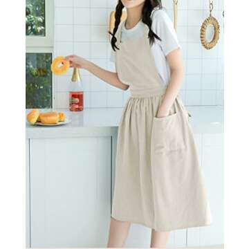 Cute Retro Cotton Linen X-Back Apron for Home & Garden