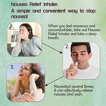 Hion Nausea Relief Inhaler 6 pcs for Motion Sickness and Pregnant Women Morning Sickness, Aromatherapy Natural Essential Oils Inhalers