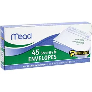Mead #10 Envelopes with Security Lining and Self-Sealing Closure