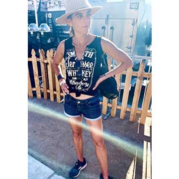 Smooth As Tennessee Whiskey Sweet As Strawberry Wine Shirt Ring Hole Sleeveless V-Neck Tank Top Womens Country Music Tee (Black, XX-Large)