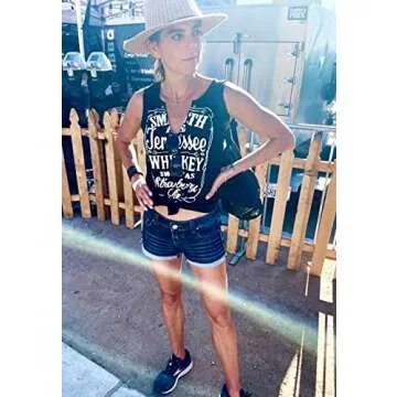 Smooth As Tennessee Whiskey Sweet As Strawberry Wine Shirt Ring Hole Sleeveless V-Neck Tank Top Womens Country Music Tee (Black, XX-Large)