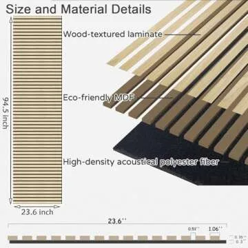 94.5 x 23.6 in Wood Slat Wall Panel, 3D flexible Soundproof Wall Panels,Acoustic Wall Panel for Interior Wall Decor(Oak)