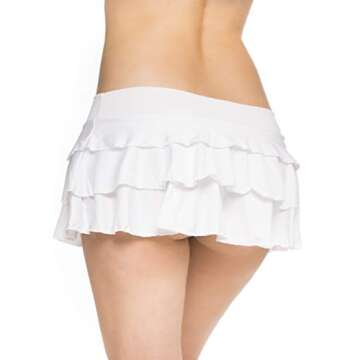 Pin Up Doll Mini Skirt, Mini Skirts for Women, Low Rise Short Bottoms for Women, Available in Solid, Plaid, Small Through XXL White