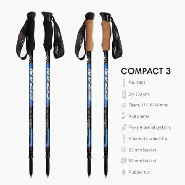 Fizan Compact 3 Trekking Poles – 5.6 oz Ultralight, Backpacking, Thru Hiking Poles, Adjustable, Co...