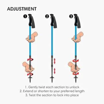 Fizan Compact 3 Trekking Poles – 5.6 oz Ultralight, Backpacking, Thru Hiking Poles, Adjustable, Collapsible, Customized Fit, EVA Grips, Aluminum Walking Sticks (Compact 3 / EVA/Blue)