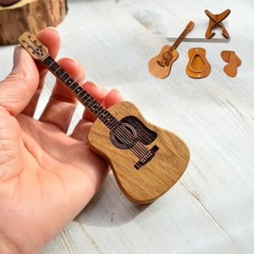 Stylish Wooden Guitar Pick Box with Stand and Picks