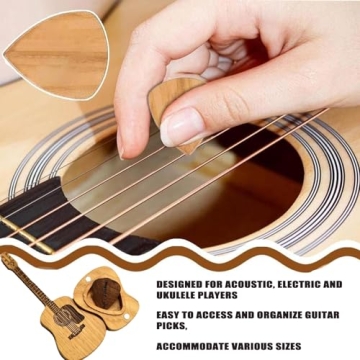 Stylish Wooden Guitar Pick Box with Stand and Picks