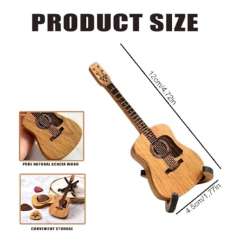 Stylish Wooden Guitar Pick Box with Stand and Picks
