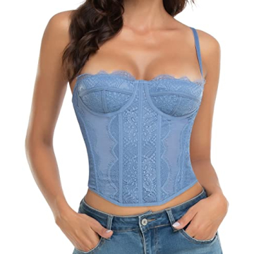 Raxnode Lace Bustier Corset Tops for Women - Sexy Night Out Clubwear