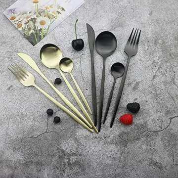 JASHII 24-Piece Matte Silverware Set for 6, Dishwasher Safe