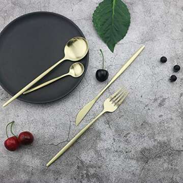 JASHII 24-Piece Matte Silverware Set for 6, Dishwasher Safe