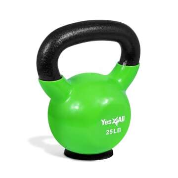 Yes4All Vinyl Coated Kettlebell With Protective Rubber Base,  Strength Training for Weightlifting, C...