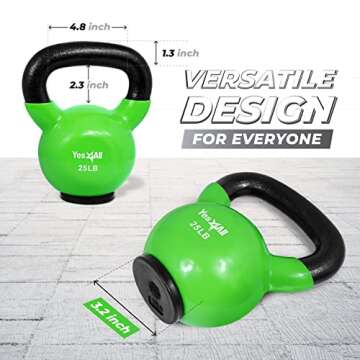 Yes4All 25 lbs Rubber Base Kettlebell for Strength Training