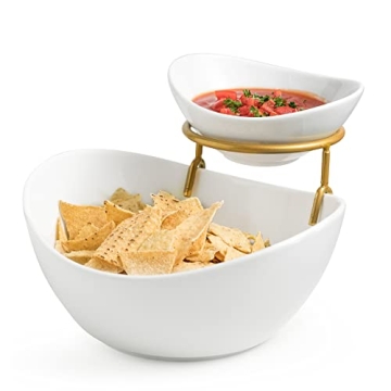 Miamolo Porcelain Chip and Dip Serving Bowl Set