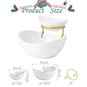 Miamolo Porcelain Chip and Dip Serving Bowl Set