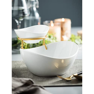 Miamolo Porcelain Chip and Dip Serving Bowl Set