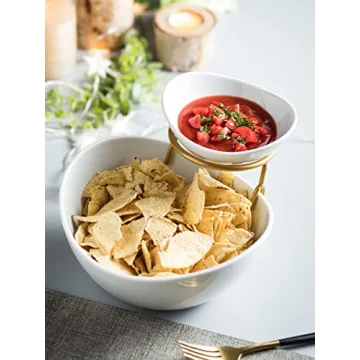 Miamolo Porcelain Chip and Dip Serving Bowl Set