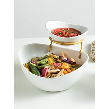 Miamolo Porcelain Chip and Dip Serving Bowl Set