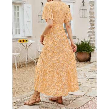 ZESICA Summer Floral Print Maxi Dress for Women