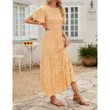 ZESICA Summer Floral Print Maxi Dress for Women