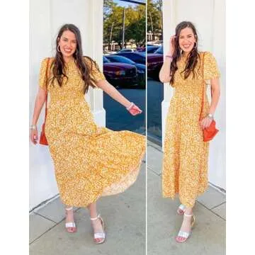 ZESICA Summer Floral Print Maxi Dress for Women