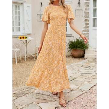 ZESICA Summer Floral Print Maxi Dress for Women