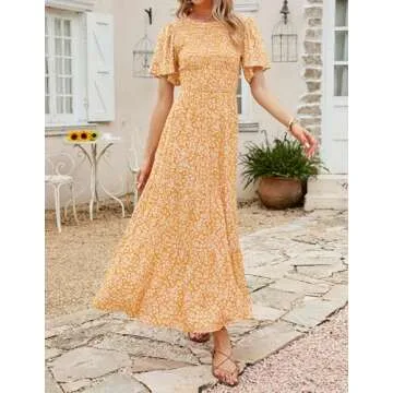 ZESICA Summer Floral Print Maxi Dress for Women