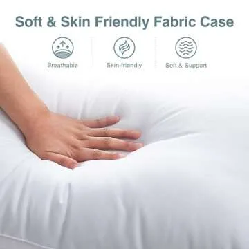 Acanva Bed Pillows for Sleeping 2 Pack, Alternative Microfiber Filled, Natural Cover Skin-Friendly, Soft and Supportive for Side Back Sleepers, Standard (Pack of 2), White 2 Count