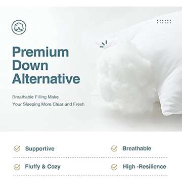 Acanva Bed Pillows for Sleeping 2 Pack, Alternative Microfiber Filled, Natural Cover Skin-Friendly, Soft and Supportive for Side Back Sleepers, Standard (Pack of 2), White 2 Count