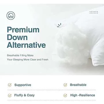 Acanva Bed Pillows for Sleeping 2 Pack, Alternative Microfiber Filled, Natural Cover Skin-Friendly, Soft and Supportive for Side Back Sleepers, Standard (Pack of 2), White 2 Count