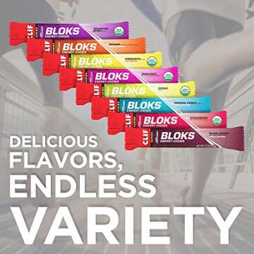 CLIF BLOKS - Energy Chews - 4 Flavor Variety Pack - Non-GMO - Plant Based Food - Fast Carbs for Cycling and Running - Workout Snack (2.1 Ounce Packet, 12 Count)