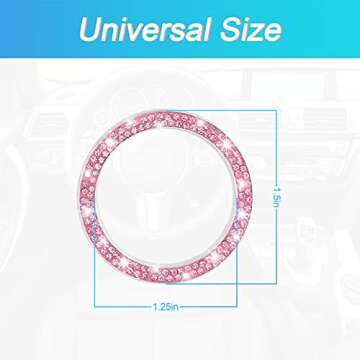 Car Bling Crystal Rhinestone Engine Start Ring Decals, 2 Pack Car Push Start Button Cover/Sticker, K...