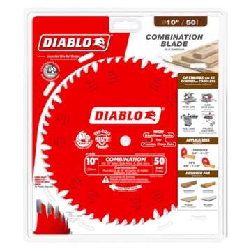 Diablo 10" Combination Saw Blade - 50 ATB Teeth, Durable Performance
