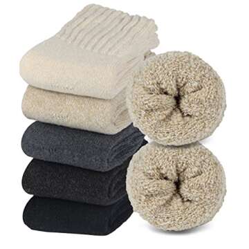 BomKinta Women Winter Solid Boots Socks Thick Warm Wool Socks Cozy Crew Socks for Women Christmas Gi...