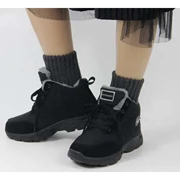 BomKinta Women Winter Solid Boots Socks Thick Warm Wool Socks Cozy Crew Socks for Women Christmas Gift, Black Cream Gray Beige Brown, Medium