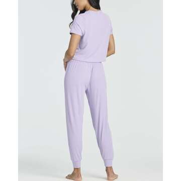 2 Pack Lounge Sets Pajama Womens Sweatpants Pajamas Summer Pants Travel Casual Crop Top Mujer Cotton Ribbed Loungewear Joggers Cute Sweat Activewear Ladies Sleepwear Athleisure Jersey Knit Going Out