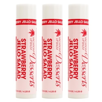 Vacation Strawberry Jello Salad SPF 30 Sunscreen Lip Balm 3-Pack, Vegan, Water Resistant, Eco-Friend...
