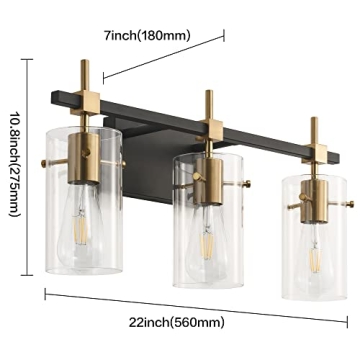 SOLFART Vintage Bathroom Light Fixture with Glass Shades