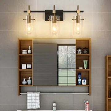 SOLFART Vintage Bathroom Light Fixture with Glass Shades