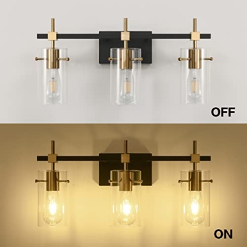 SOLFART Vintage Bathroom Light Fixture with Glass Shades