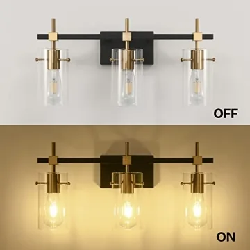SOLFART Vintage Bathroom Light Fixture with Glass Shades