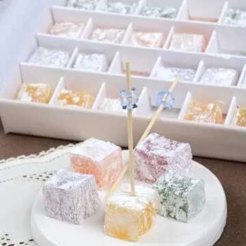 Biteyz Original Turkish Delight, Vegan Candy Gift Box - Assorted Gourmet Fruit Snacks with Lemon, Apple, Orange, Pomegranate, and Raspberry Flavors, 36 Pieces of Luxury Handmade Vegan Treats