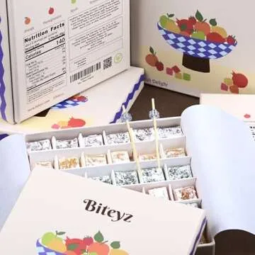 Biteyz Original Turkish Delight, Vegan Candy Gift Box - Assorted Gourmet Fruit Snacks with Lemon, Apple, Orange, Pomegranate, and Raspberry Flavors, 36 Pieces of Luxury Handmade Vegan Treats