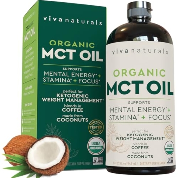 Viva Naturals Organic MCT Oil 32 fl oz - Best MCT Oil Organic for Coffee, MCT Coconut Oil Supports E...
